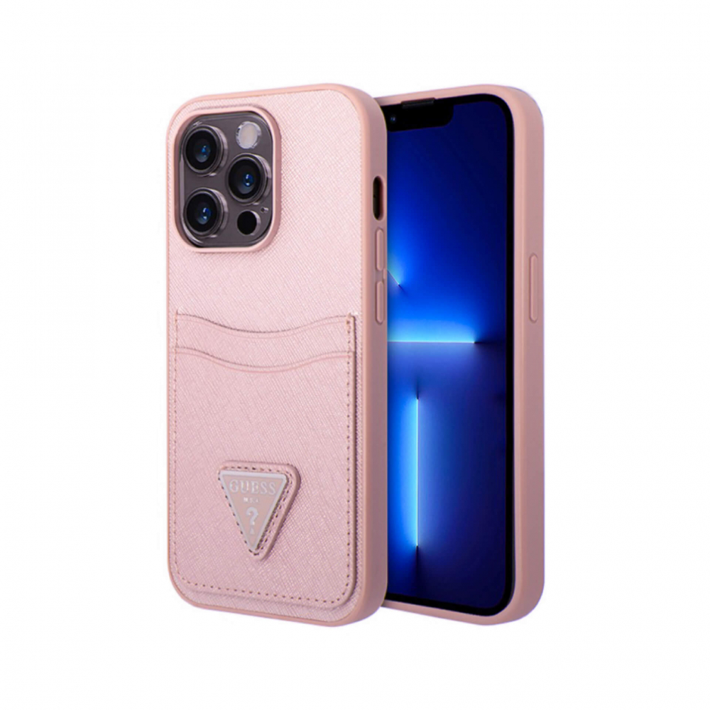 ����� ��� iPhone 14 Pro Max Guess PU Saffiano 2 card Metal triangle, �������