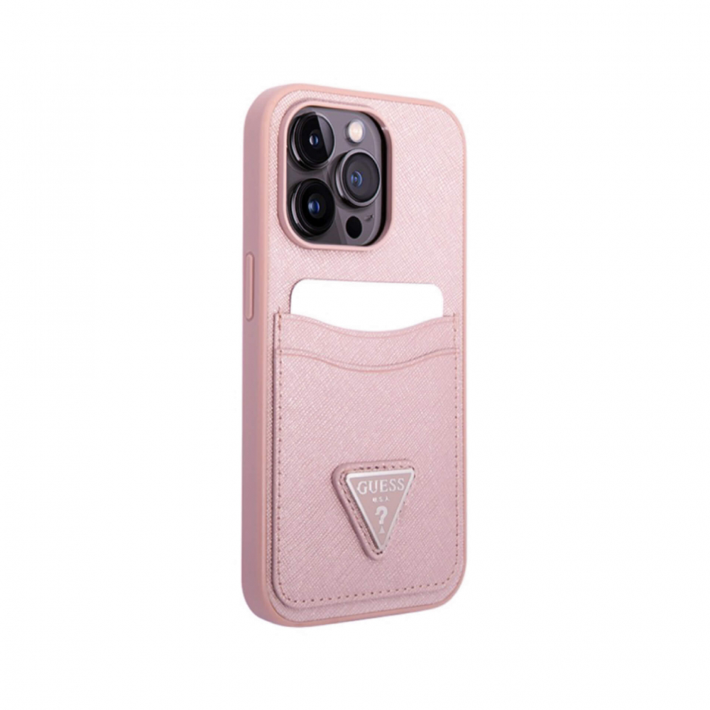 ����� ��� iPhone 14 Pro Max Guess PU Saffiano 2 card Metal triangle, �������