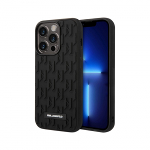 ����� ��� iPhone 14 Pro Max, 14 Pro Lagerfeld 3D Ruber Monogram Metal logo Black