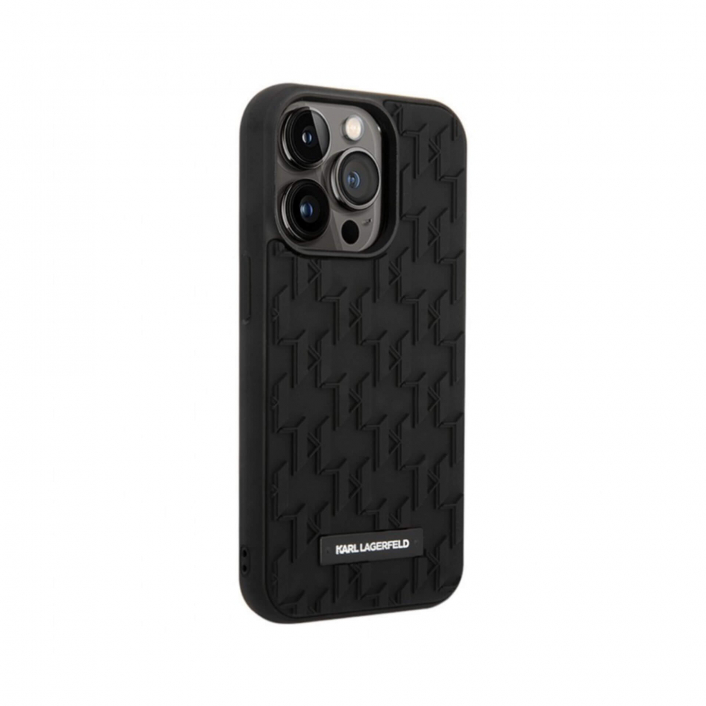 ����� ��� iPhone 14 Pro Max, 14 Pro Lagerfeld 3D Ruber Monogram Metal logo Black