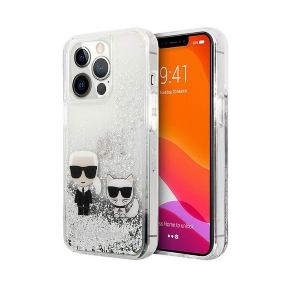 ����� ��� iPhone 13 Pro Lagerfeld Liquid glitter Karl&Choupette, �������