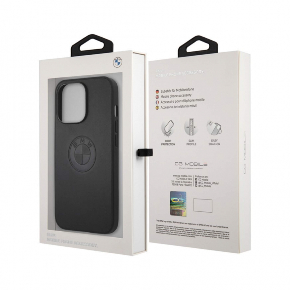 ����� ��� iPhone 13 Pro Max BMW Signature Genuine leather Embossed, ׸����