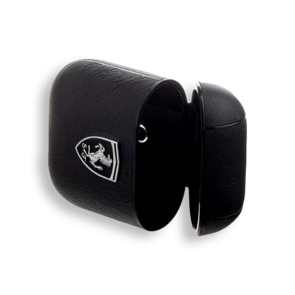 ����� ��� AirPods 1, 2 Ferrari Off Track Genuine leather with metal logo Black FEOA2LEBK