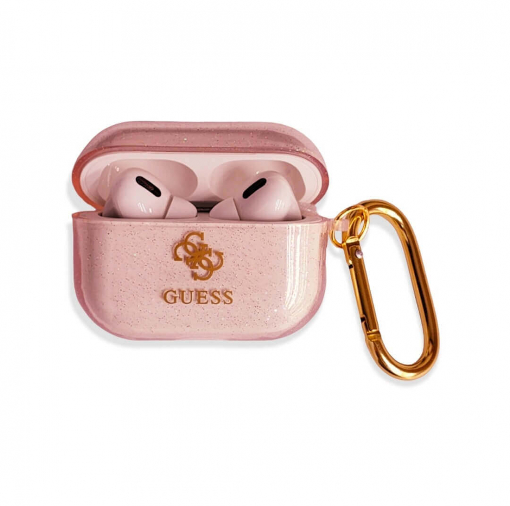����� ��� AirPods Pro Guess TPU Transparent Glitter 4G, � ���������