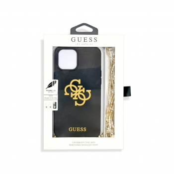 ����� ��� iPhone 12 Pro Max, Guess, �� �������, Liquid silicone, Big Blask+Gold